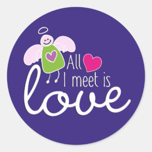 Funny Angel - All I Meet Is Love 2 Classic Round Sticker