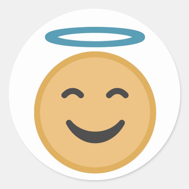 Funny Angel Emoji Cartoon Classic Round Sticker (Front)