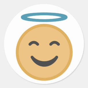 Funny Angel Emoji Cartoon Classic Round Sticker