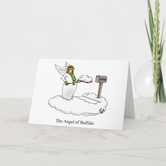 Funny Angel Of Buffalo Snow Humour Greeting Card (Front)