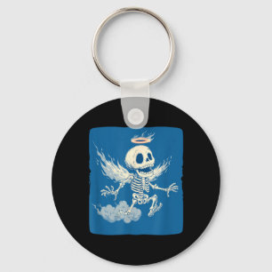 Funny Angel Skeleton with Halo in Heaven for Boys Key Ring