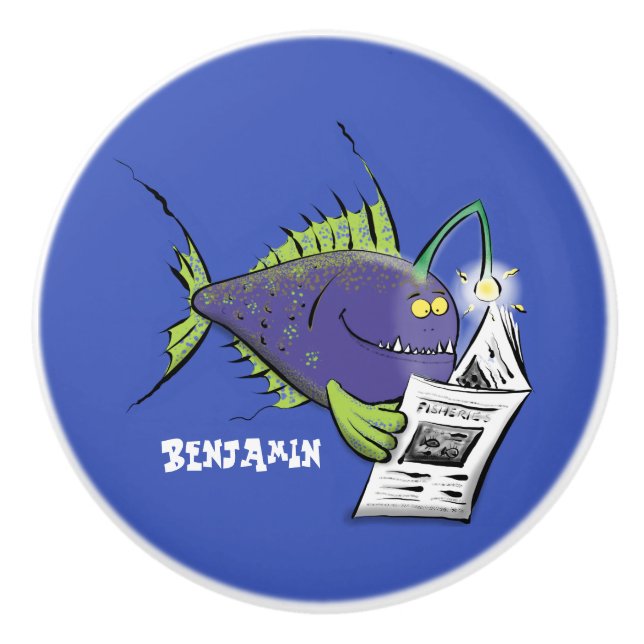 Funny angler fish cartoon ceramic knob (Front)