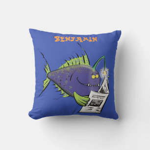 Funny angler fish cartoon cushion