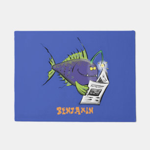 Funny angler fish cartoon doormat