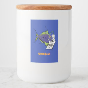 Funny angler fish cartoon food label
