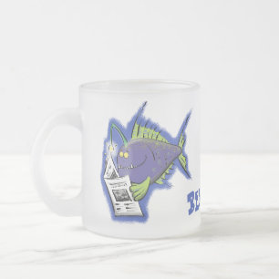 Funny angler fish cartoon frosted glass coffee mug