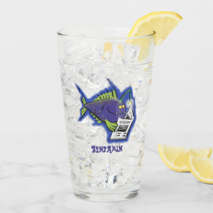 Funny angler fish cartoon glass