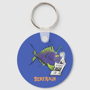 Funny angler fish cartoon key ring