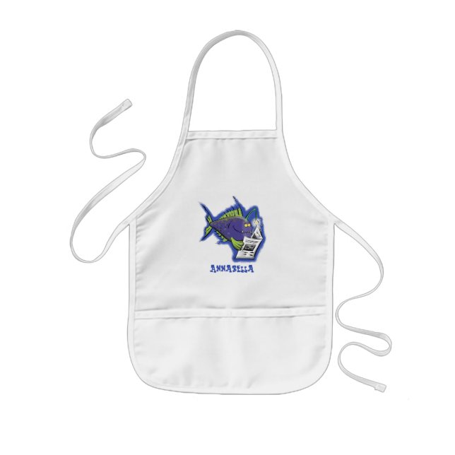Funny angler fish cartoon kids apron (Front)