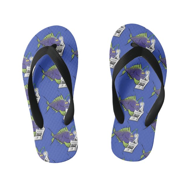 Funny angler fish cartoon kid's flip flops (Footbed)