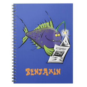 Funny angler fish cartoon notebook