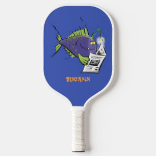 Funny angler fish cartoon  pickleball paddle