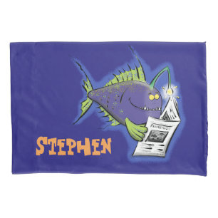 Funny angler fish cartoon pillowcase