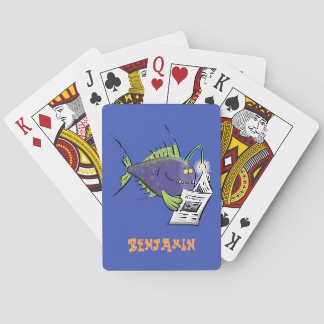 Funny angler fish cartoon playing cards (Back)