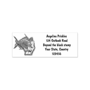 Funny angler fish cartoon rubber stamp