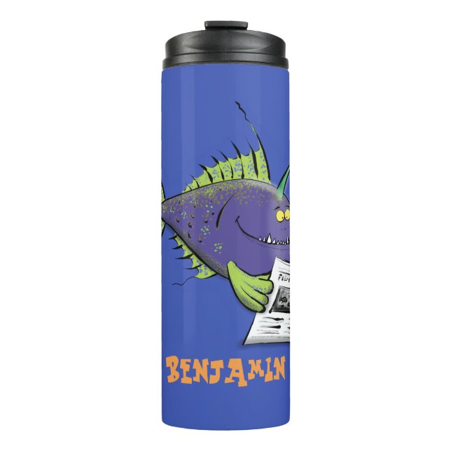 Funny angler fish cartoon thermal tumbler (Front)