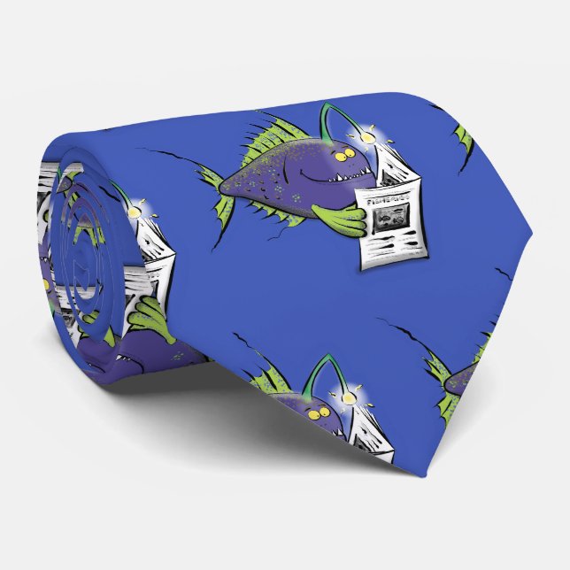 Funny angler fish cartoon tie (Rolled)