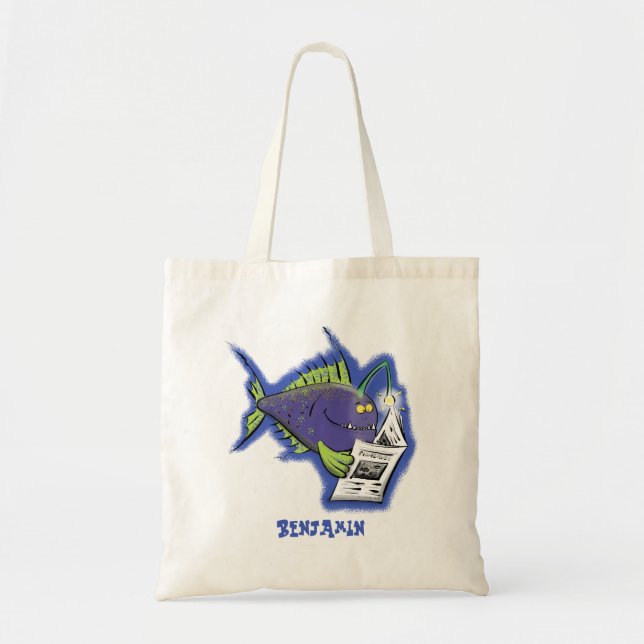 Funny angler fish cartoon tote bag (Front)