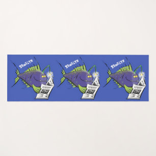 Funny angler fish cartoon yoga mat