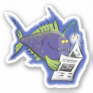 Funny angler fish purple cartoon illustration