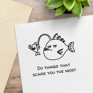 Funny Angler Fish Selfie Custom Text Rubber Stamp
