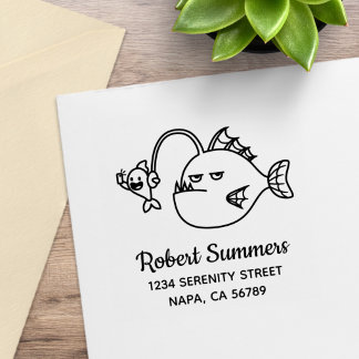 Funny Angler Fish Selfie Return Address Rubber Stamp