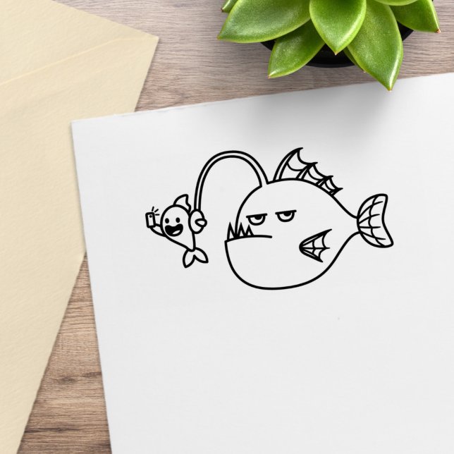 Funny Angler Fish Selfie Rubber Stamp (Creator Uploaded)