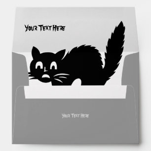 funny angry black cat halloween design envelope