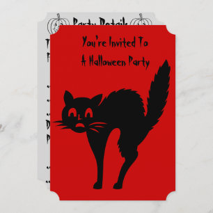 funny angry black cat halloween party invitation