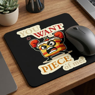 Funny Angry Cake Slice Ready to Fight Cartoon Mouse Mat