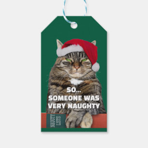 Funny angry cat Christmas  Gift Tags