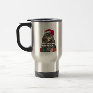 Funny angry cat Christmas Travel Mug