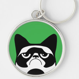 Funny Angry Cat Key Ring