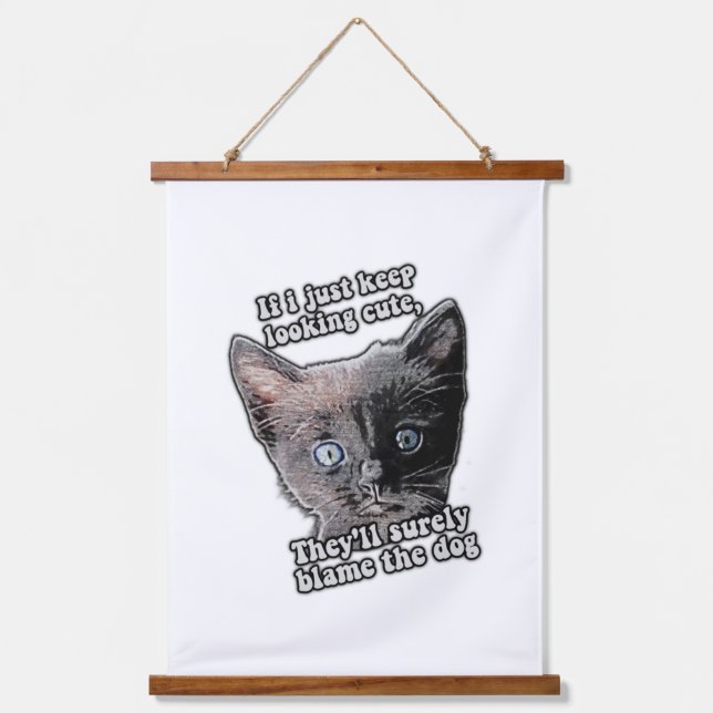 Funny angry cat meme for cat owners and lovers  hanging tapestry (Front)