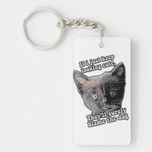 Funny angry cat meme for cat owners and lovers key ring