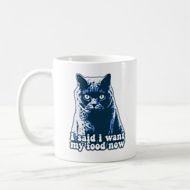 Funny angry cat meme for cat persons and owners coffee mug (Left)