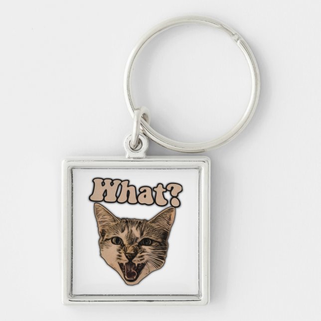 Funny angry cat meme for cat persons & cat lovers key ring (Front)