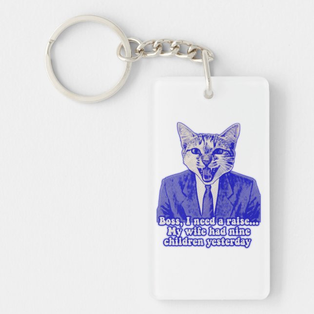 Funny angry cat meme for kitty lovers key ring (Front)