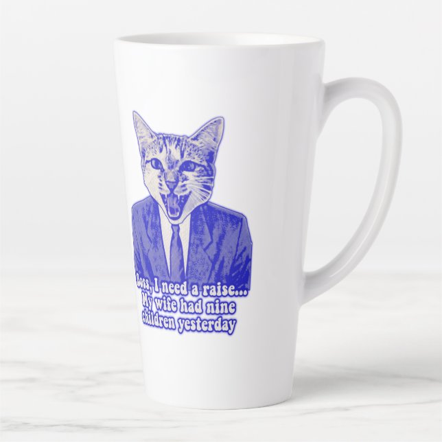 Funny angry cat meme for kitty lovers latte mug (Right)