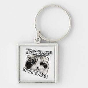 Funny angry cat meme for kitty owners key ring