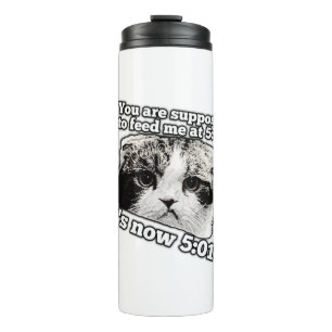 Funny angry cat meme for kitty owners thermal tumbler