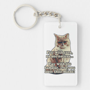 Funny angry cat meme for kitty persons &cat lovers key ring