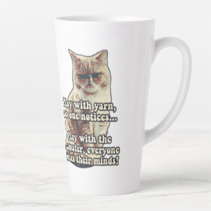 Funny angry cat meme for kitty persons &cat lovers latte mug