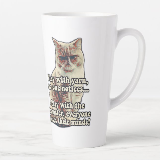 Funny angry cat meme for kitty persons &cat lovers latte mug (Right)