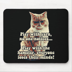 Funny Angry Cat Meme For Kitty Persons Cat Lovers Mouse Mat