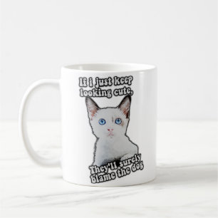 Funny angry cat meme for kitty persons &cat owners coffee mug