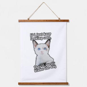 Funny angry cat meme for kitty persons &cat owners hanging tapestry