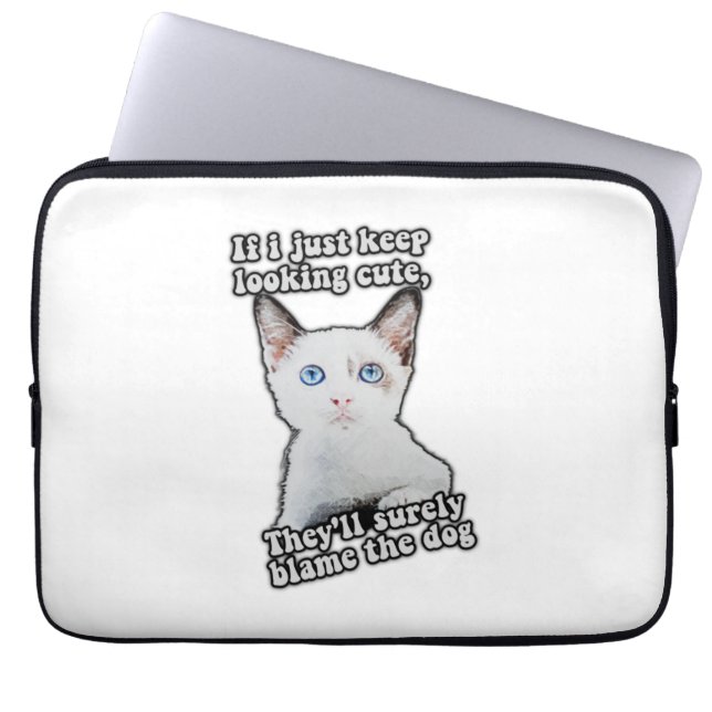 Funny angry cat meme for kitty persons &cat owners laptop sleeve (Front)
