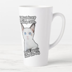 Funny angry cat meme for kitty persons &cat owners latte mug