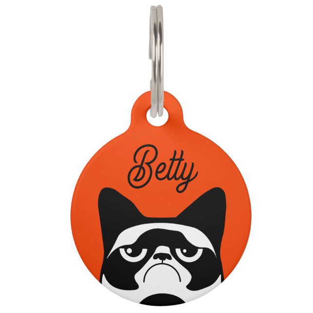 Funny Angry Cat Pet Tag (Front)